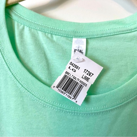 NEXT LEVEL Sandy Toes & Salty Kisses L Coastal Graphic Printed T-Shirt Mint NWT - Picture 4 of 7